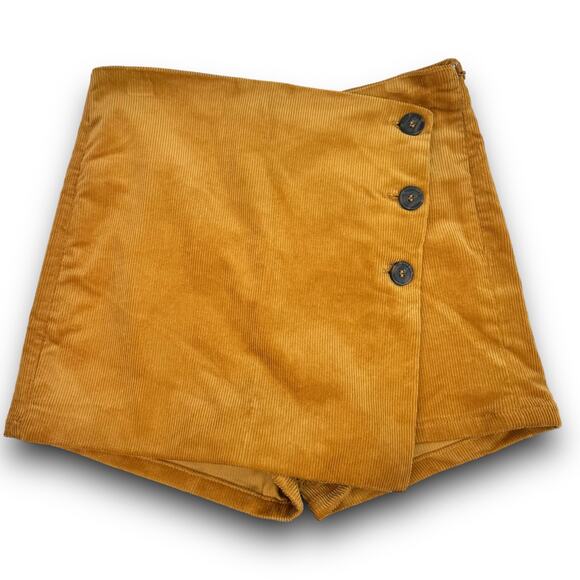 Love Tree Corduroy Skorts Asymmetrical Button Front Mustard Yellow Size Small - Picture 1 of 8